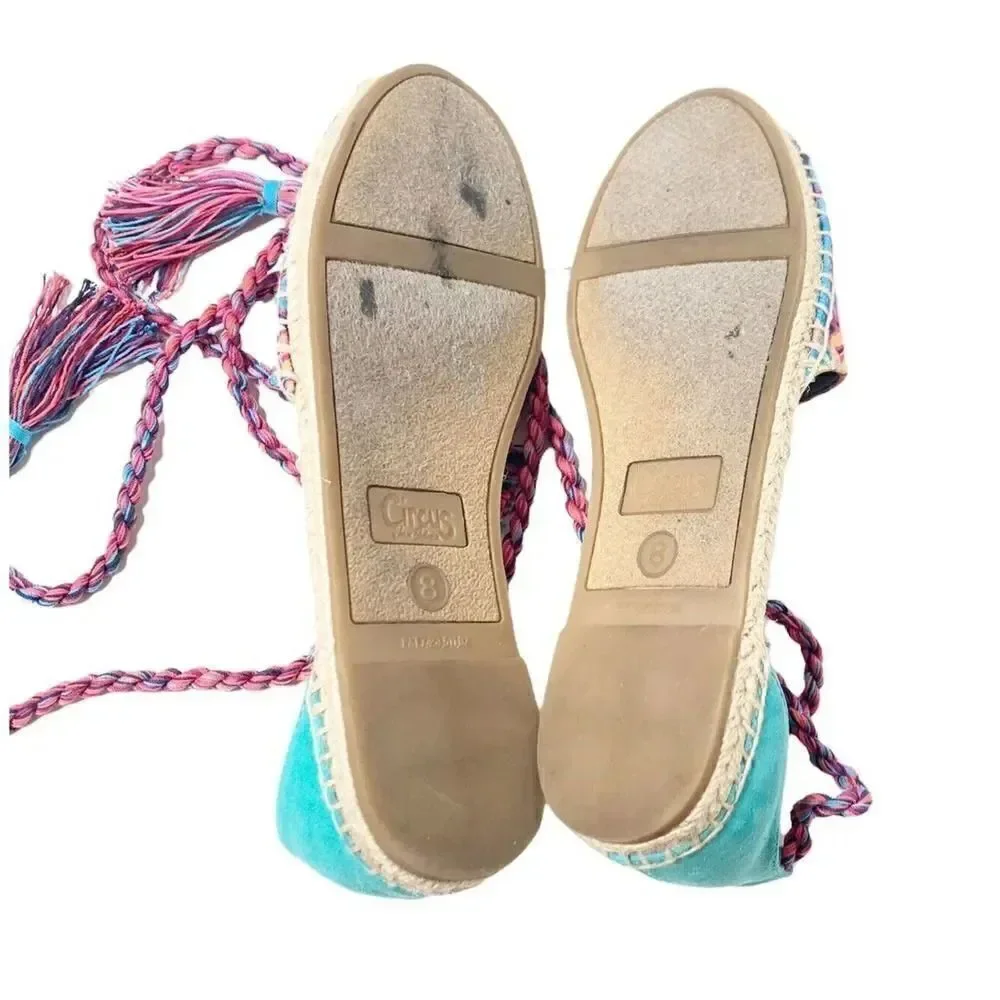 Circus by Sam Edelman Women's Lenora Canvas Espadrille Shoe Ankle Tie Size 8M